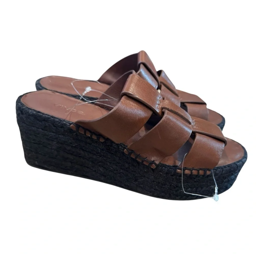 Vince Sabella‎ Espadrille 6 Black Brown Sandals